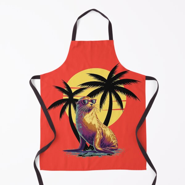 Item preview, Pixelated Sealion with Sunglasses - Tropical Sunset designed and sold by HausKatz.