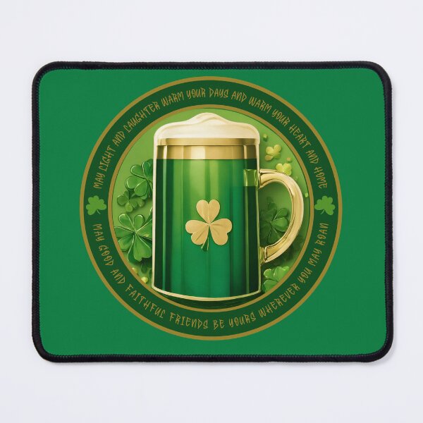 Item preview, Green Tankard with Four Leaf Clovers surrounded by Irish Blessing designed and sold by MimsTees.