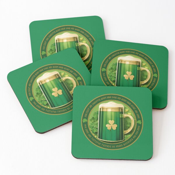 Item preview, Green Tankard with Four Leaf Clovers surrounded by Irish Blessing designed and sold by MimsTees.