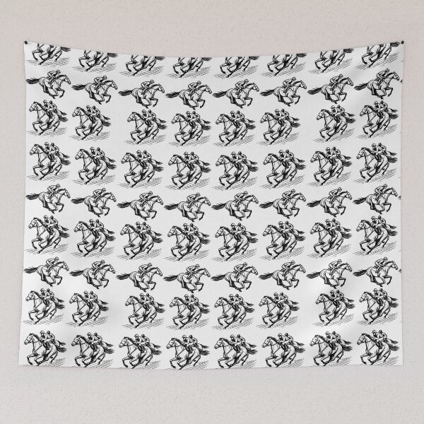 Item preview, Equestrian horse racing black and white pattern designed and sold by BritishDelights.