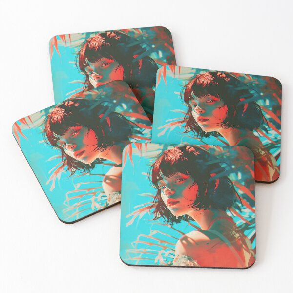 Item preview, Tropical Paradise | riso print | red & blue designed and sold by JackrabbitPub.