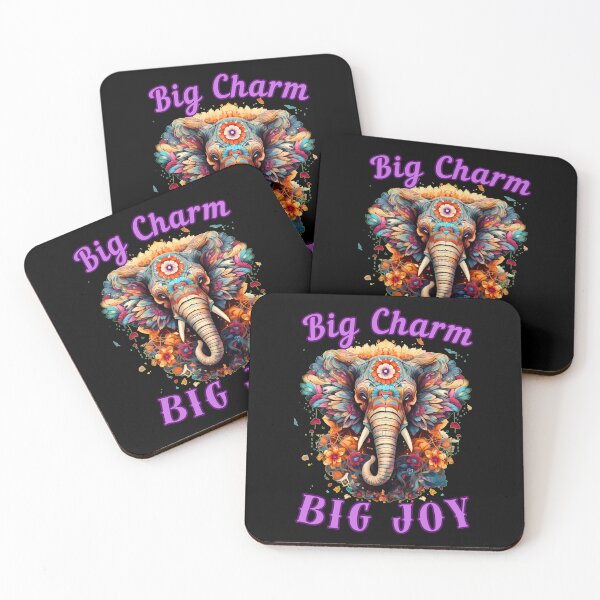 Item preview, Big Charm, Big Joy elephant quote designed and sold by ElephantVibes.