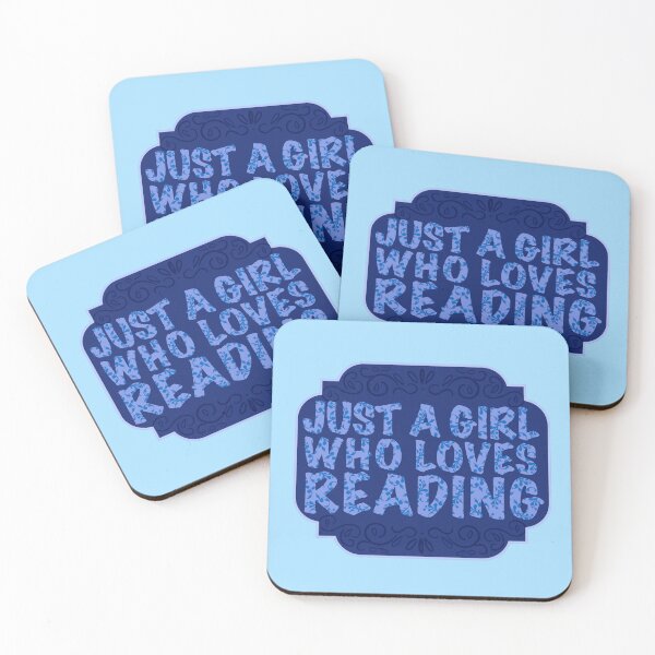 Item preview, “Just A Girl Who Loves Reading” in Blue with Frame | Bookish Design designed and sold by TeaLimeTwo.