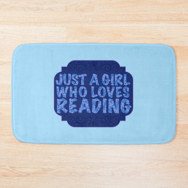 Item preview, “Just A Girl Who Loves Reading” in Blue with Frame | Bookish Design designed and sold by TeaLimeTwo.