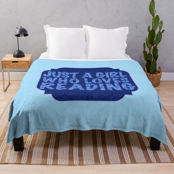 Item preview, “Just A Girl Who Loves Reading” in Blue with Frame | Bookish Design designed and sold by TeaLimeTwo.