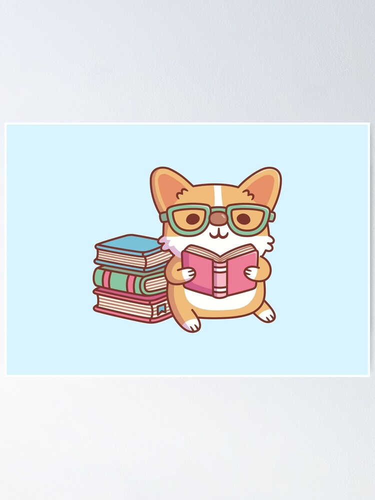 Cute Corgi With Glasses Reading A Book