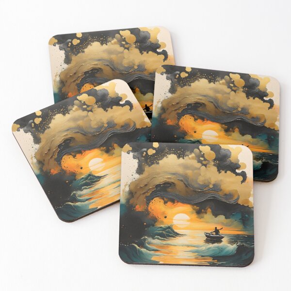 Item preview, Black and Gold Cloud and Small Ship designed and sold by WANBASTEN.