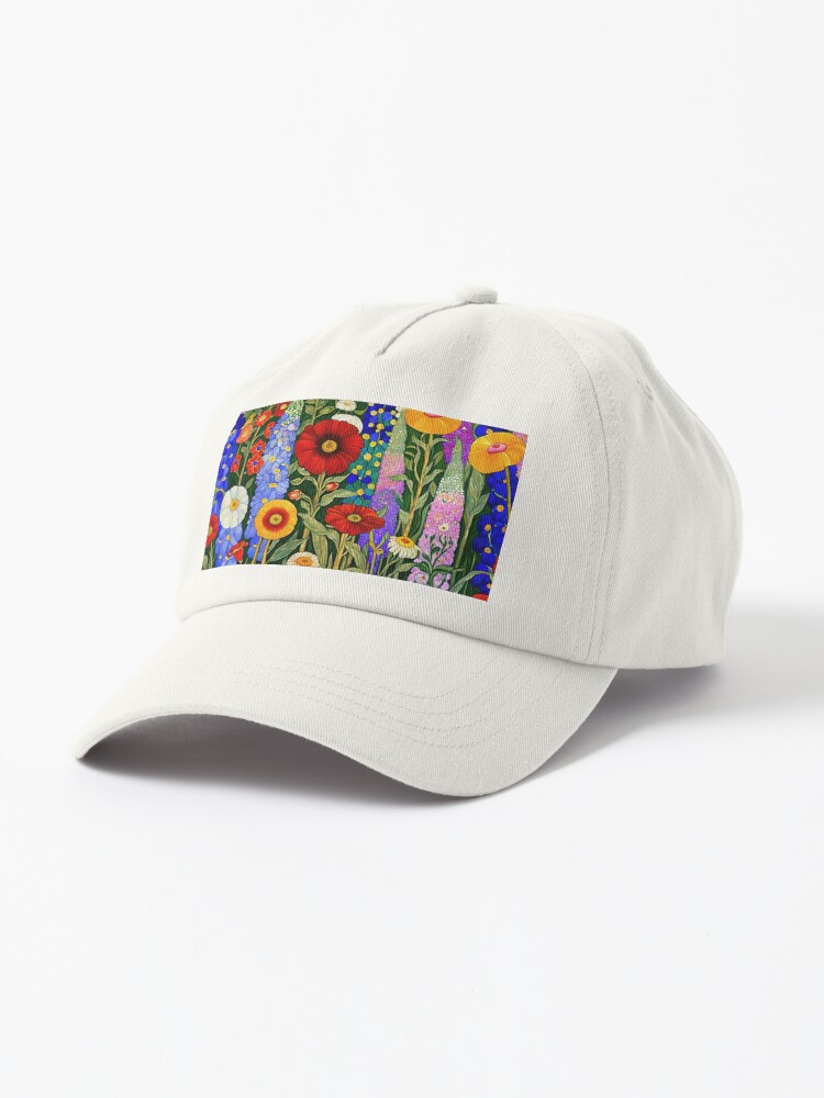 Aperçu 1 sur 7. Casquette avec l'œuvre Jardin de fleurs Gustav Klimt créée et vendue par maniacfitness.