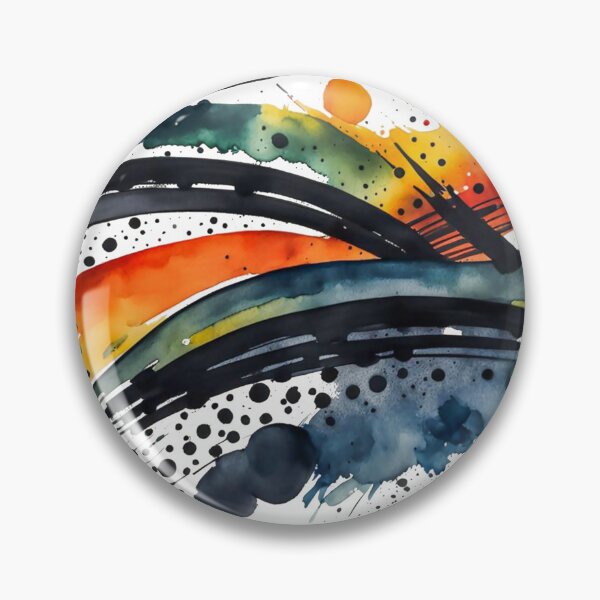 Item preview, Colorful Abstract Splash In Watercolor Painting, Black Line, Cirle, Dots, Blue, Green, Orange, Red, Yellow designed and sold by MyArt23.
