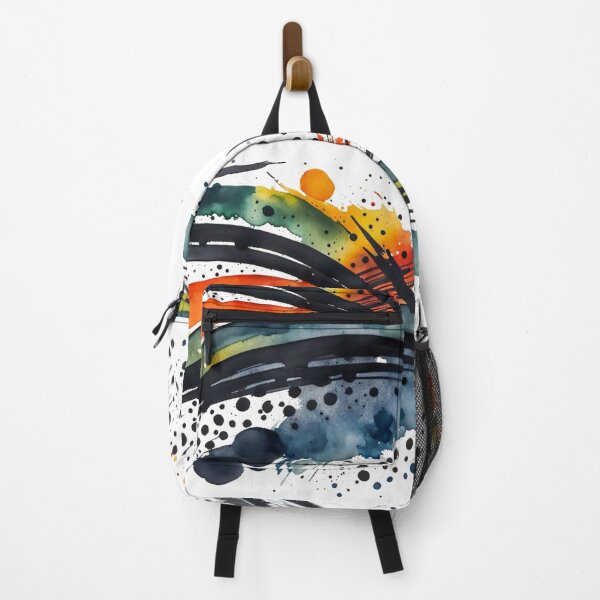 Item preview, Colorful Abstract Splash In Watercolor Painting, Black Line, Cirle, Dots, Blue, Green, Orange, Red, Yellow designed and sold by MyArt23.