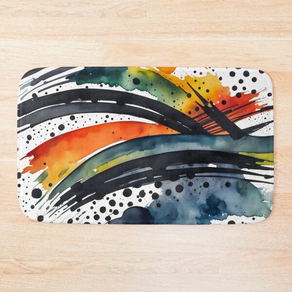 Item preview, Colorful Abstract Splash In Watercolor Painting, Black Line, Cirle, Dots, Blue, Green, Orange, Red, Yellow designed and sold by MyArt23.