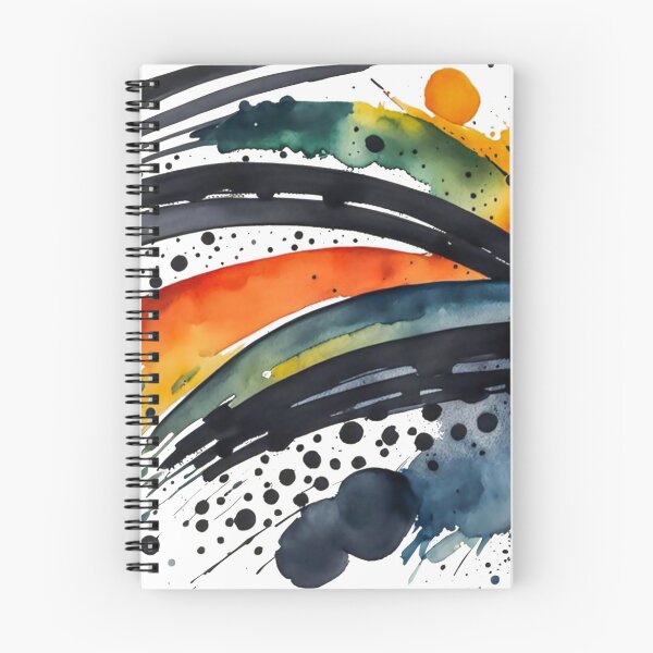 Item preview, Colorful Abstract Splash In Watercolor Painting, Black Line, Cirle, Dots, Blue, Green, Orange, Red, Yellow designed and sold by MyArt23.