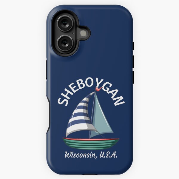 Item preview, Quaint Sheboygan Wisconsin Sailing- White Text designed and sold by TimelessLocales.