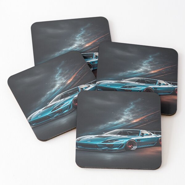 Item preview, Custom Blue sports Car with red rims and cool blue red background designed and sold by leen12 Art Designs Prints.