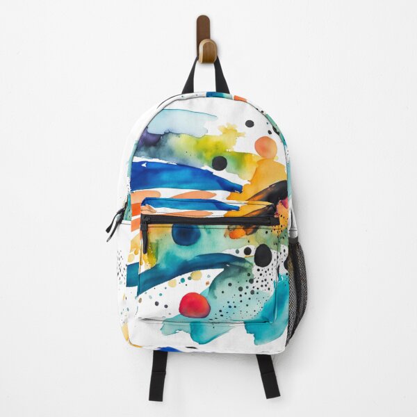 Item preview, Colorful Abstract Splash In Watercolor Painting, Cirle, Dots, Blue, Green, Orange, Red, Yellow, Black designed and sold by MyArt23.