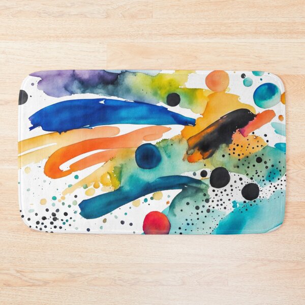 Item preview, Colorful Abstract Splash In Watercolor Painting, Cirle, Dots, Blue, Green, Orange, Red, Yellow, Black designed and sold by MyArt23.