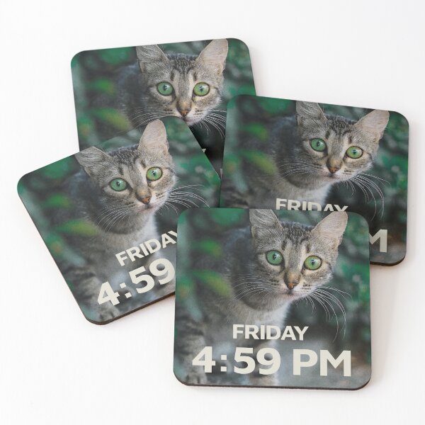 Item preview, Cat Funny Motivational Poster Inspirational Quotes Friday 4:59pm Poster designed and sold by subarashii11.