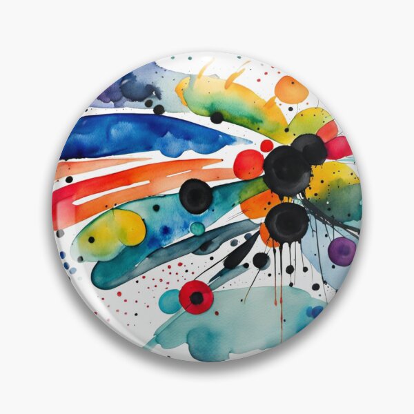 Item preview, Colorful Abstract Splash In Watercolor Painting, Cirle, Dots, Blue, Green, Orange, Red, Yellow, Black designed and sold by MyArt23.