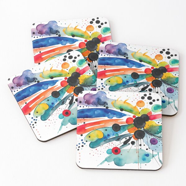 Item preview, Colorful Abstract Splash In Watercolor Painting, Cirle, Dots, Blue, Green, Orange, Red, Yellow, Black designed and sold by MyArt23.