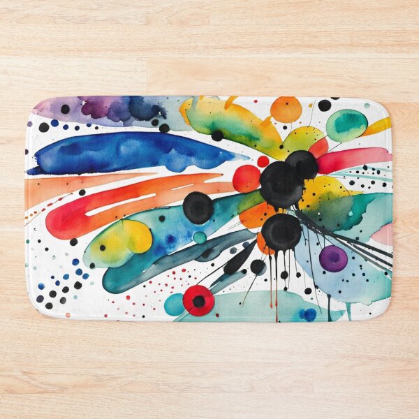 Item preview, Colorful Abstract Splash In Watercolor Painting, Cirle, Dots, Blue, Green, Orange, Red, Yellow, Black designed and sold by MyArt23.