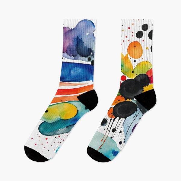 Item preview, Colorful Abstract Splash In Watercolor Painting, Cirle, Dots, Blue, Green, Orange, Red, Yellow, Black designed and sold by MyArt23.