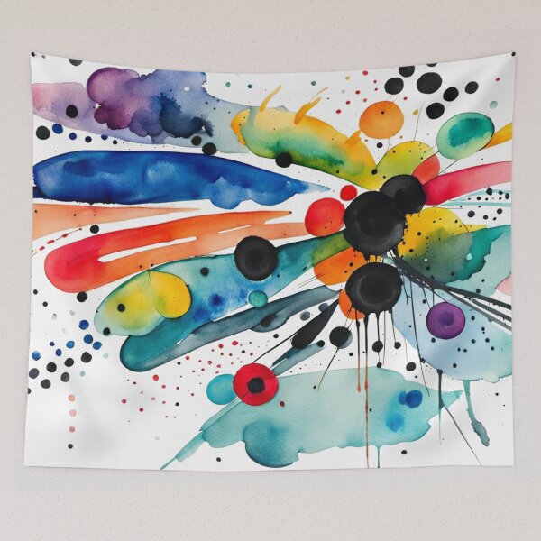 Item preview, Colorful Abstract Splash In Watercolor Painting, Cirle, Dots, Blue, Green, Orange, Red, Yellow, Black designed and sold by MyArt23.