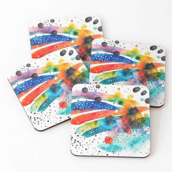 Item preview, Colorful Abstract Splash In Watercolor Painting, Cirle, Dots, Blue, Green, Orange, Red, Yellow, Black designed and sold by MyArt23.