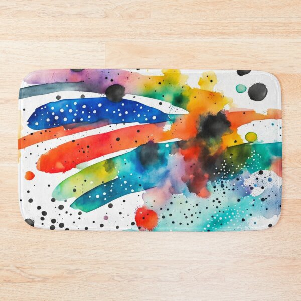 Item preview, Colorful Abstract Splash In Watercolor Painting, Cirle, Dots, Blue, Green, Orange, Red, Yellow, Black designed and sold by MyArt23.