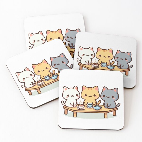 Item preview, Kawaii Cats Gathering On A Tea Table designed and sold by Tamer ⭐⭐⭐⭐⭐.