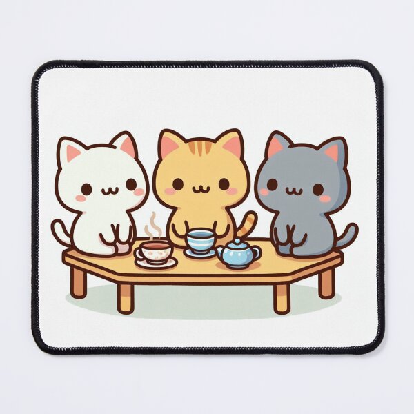 Item preview, Kawaii Cats Gathering On A Tea Table designed and sold by Tamer ⭐⭐⭐⭐⭐.