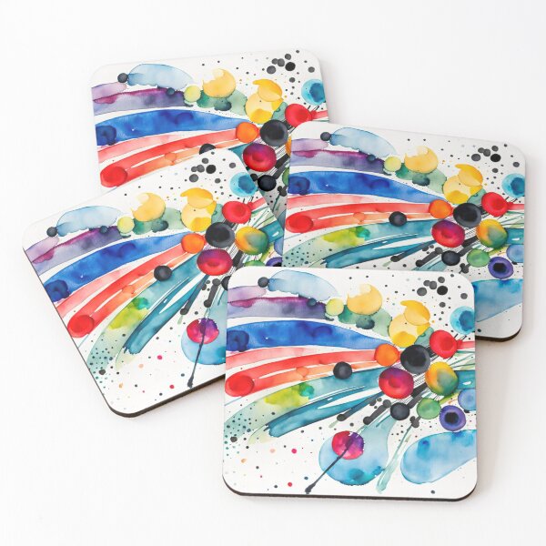 Item preview, Colorful Abstract Splash In Watercolor Painting, Cirle, Dots, Blue, Green, Orange, Red, Yellow, Black designed and sold by MyArt23.