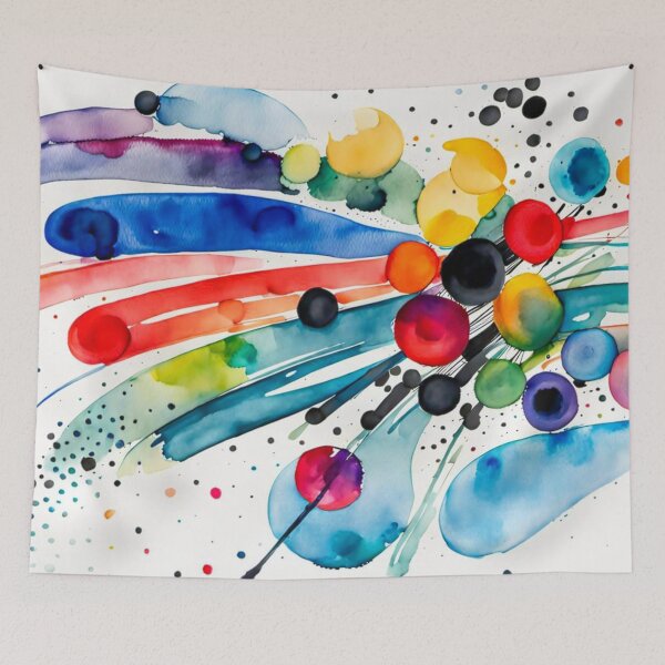 Item preview, Colorful Abstract Splash In Watercolor Painting, Cirle, Dots, Blue, Green, Orange, Red, Yellow, Black designed and sold by MyArt23.