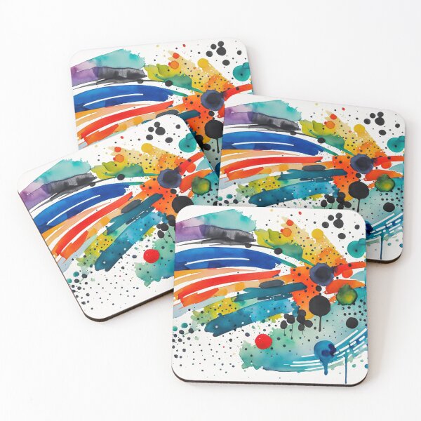 Item preview, Colorful Abstract Splash In Watercolor Painting, Cirle, Dots, Blue, Green, Orange, Red, Yellow, Black designed and sold by MyArt23.