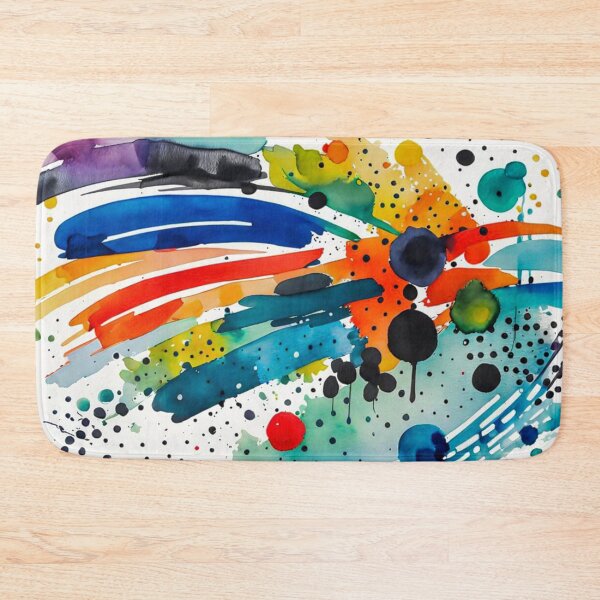 Item preview, Colorful Abstract Splash In Watercolor Painting, Cirle, Dots, Blue, Green, Orange, Red, Yellow, Black designed and sold by MyArt23.