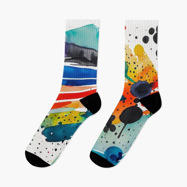 Item preview, Colorful Abstract Splash In Watercolor Painting, Cirle, Dots, Blue, Green, Orange, Red, Yellow, Black designed and sold by MyArt23.