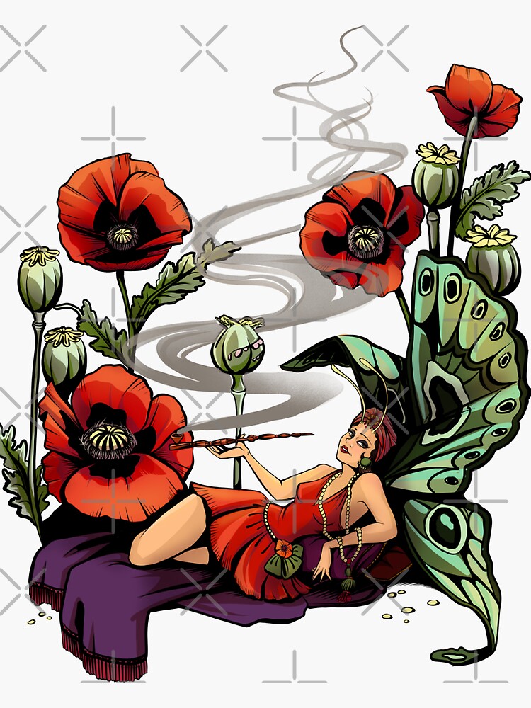 Thumbnail 3 of 3, Sticker, Poppy Floral Print designed and sold by HollyPierson.