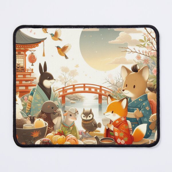 Item preview, Animals Gathering On A  Japanese Tea Table designed and sold by Tamer ⭐⭐⭐⭐⭐.