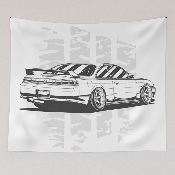 Item preview, Nissan Silvia S14 Line art Cartoon designed and sold by TrilogyMerch.