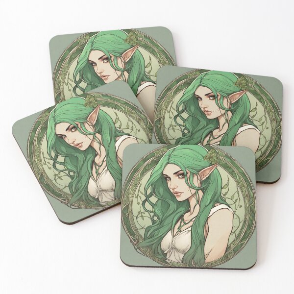 Item preview, Green Woman Elf Queen Elven  Goddess Art Nouveau designed and sold by GoddessNouveau.