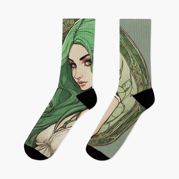 Item preview, Green Woman Elf Queen Elven  Goddess Art Nouveau designed and sold by GoddessNouveau.