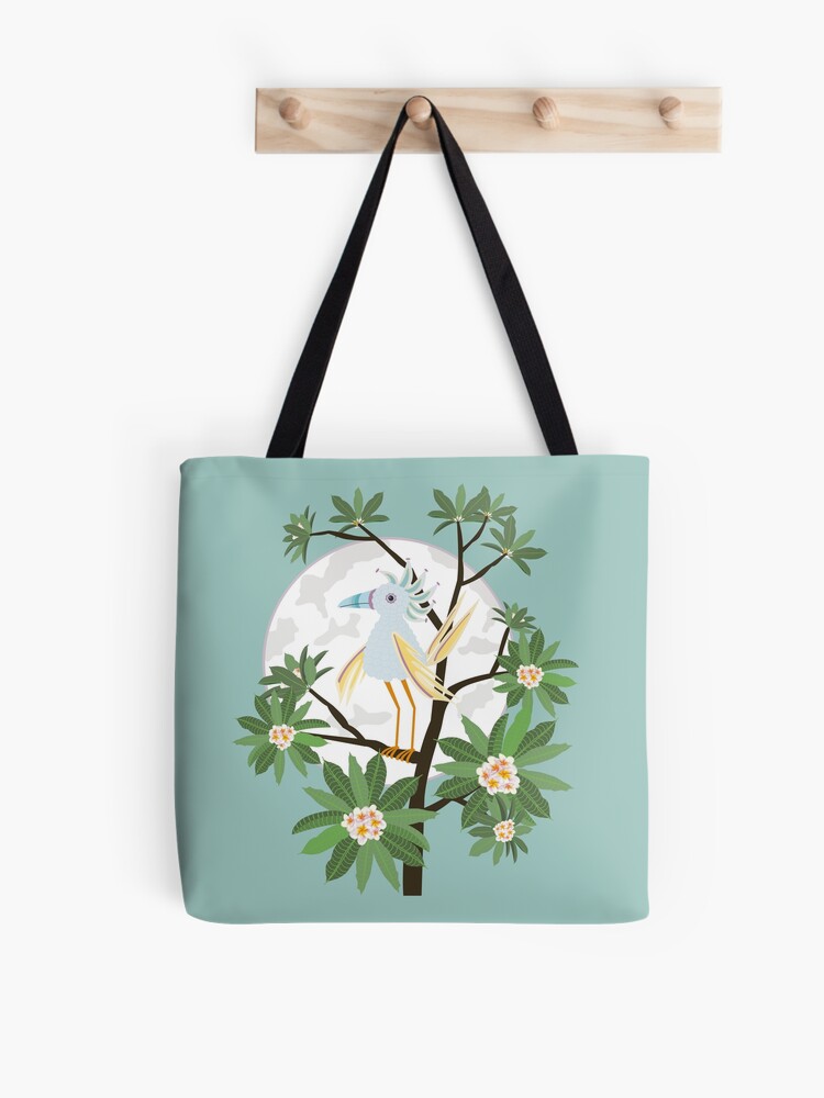 Thumbnail 1 of 2, Tote Bag, Exotic Bird Moon & Plumeria Tree designed and sold by CarlaBaremb.