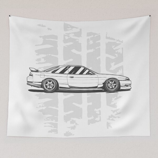 Item preview, Nissan Silvia S14 Line Art cartoon designed and sold by TrilogyMerch.