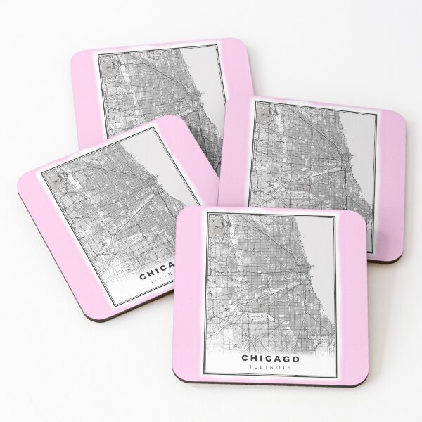 Item preview, Minimalist Pastel Pink Chicago Map designed and sold by Tamas Das.