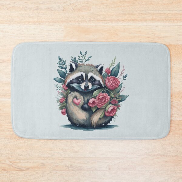Item preview, Cute, enamored racoon with a cute heart among roses - small portrait in vintage style. designed and sold by SaraSumi.