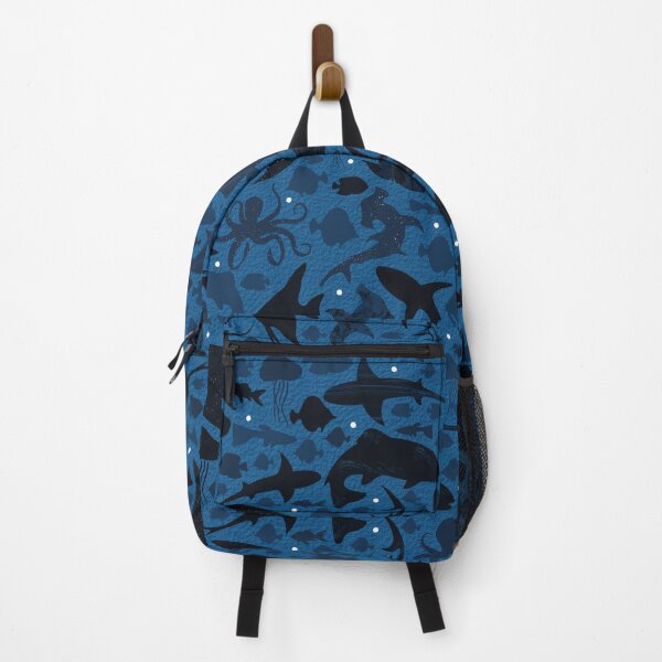 Item preview, Sharks and rays at night in the blue sea designed and sold by colorofmagic.