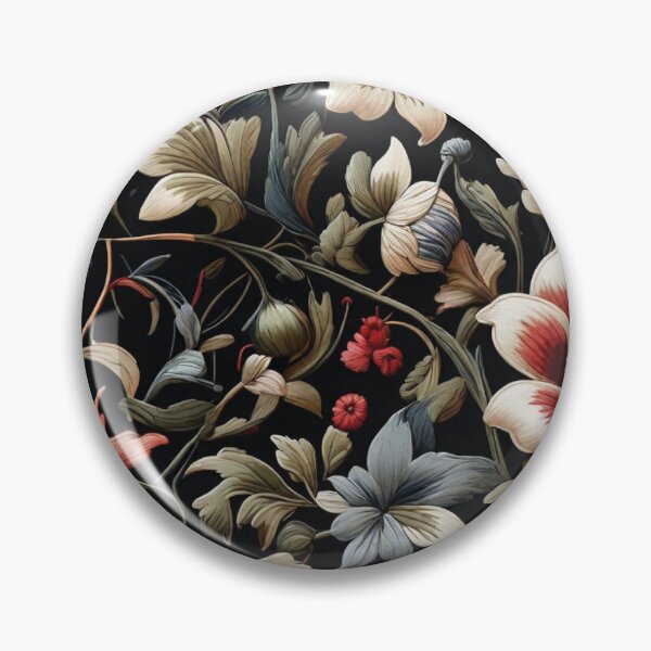 Item preview, Jacobean floral crewel embroidery pattern vector digital painting. designed and sold by brokenpones.