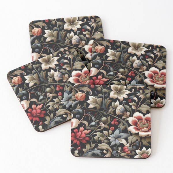 Item preview, Jacobean floral crewel embroidery pattern vector digital painting. designed and sold by brokenpones.