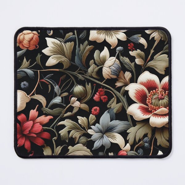 Item preview, Jacobean floral crewel embroidery pattern vector digital painting. designed and sold by brokenpones.