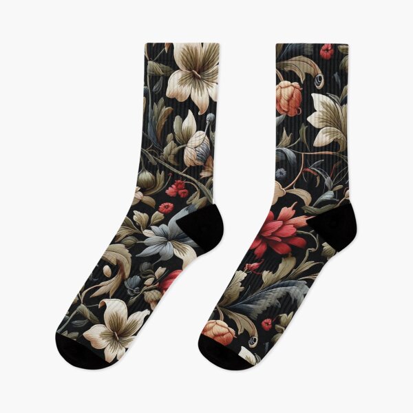 Item preview, Jacobean floral crewel embroidery pattern vector digital painting. designed and sold by brokenpones.