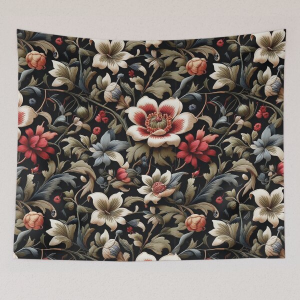 Item preview, Jacobean floral crewel embroidery pattern vector digital painting. designed and sold by brokenpones.